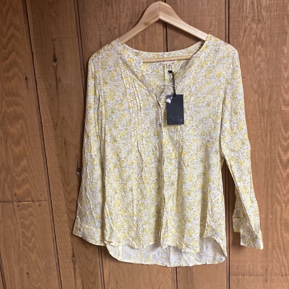 Jane and Delancey soft yellow delicate floral bohemian tunic blouse‎ Size S